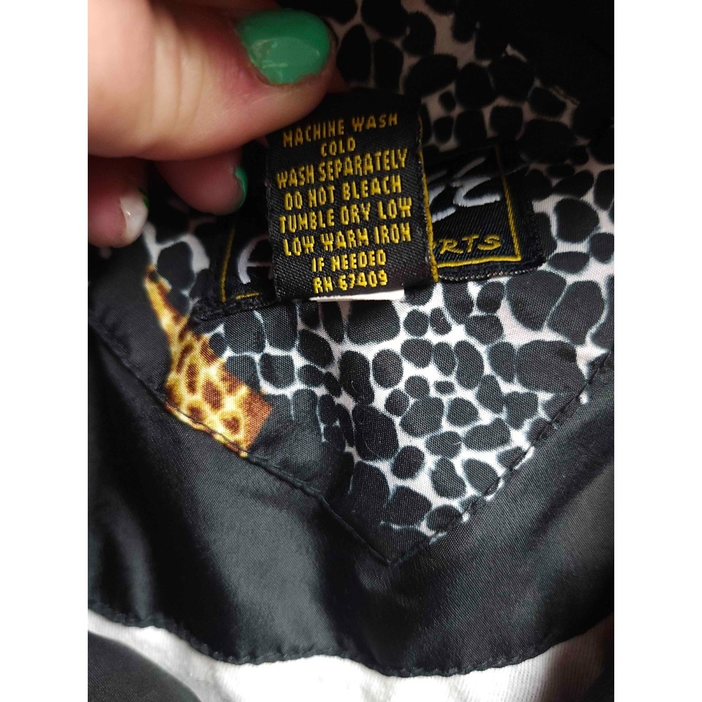 Vintage Argee Sports Windbreaker Jacket Mens Small Black Giraffe Print Full Zip - Picture 5 of 6